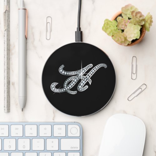 H Faux Diamond Bling Wireless Charger