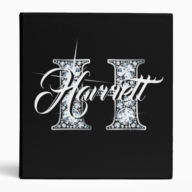 H Faux Diamond Monogram 3 Ring Binder (Front)