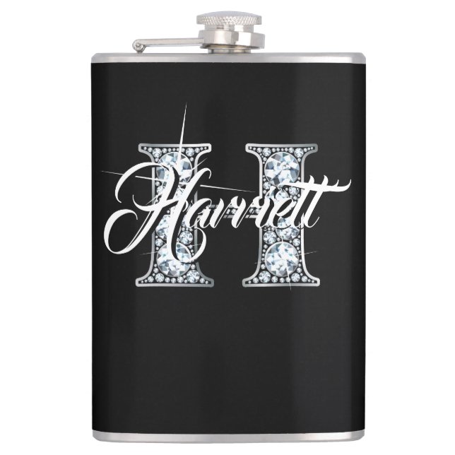 H Faux Diamond Monogram Flask (Front)