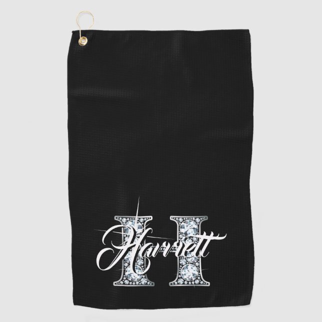 H Faux Diamond Monogram Golf Towel (Front)