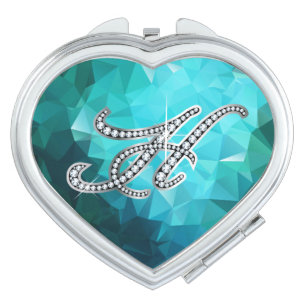 H Faux-"Diamond" Polygonal Aquamarine Mirror