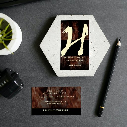 Customizable H Flame Monogram Business Card