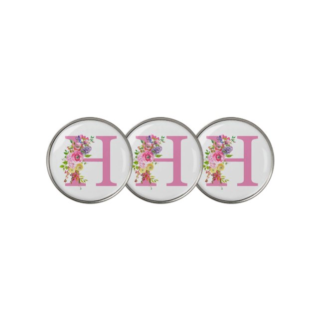 H Floral Golf Ball Marker (3 Up)
