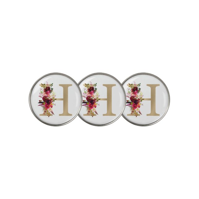 H Floral Golf Ball Marker (3 Up)