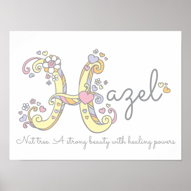 H for Hazel monogram letter art name meaning Poster (Front)