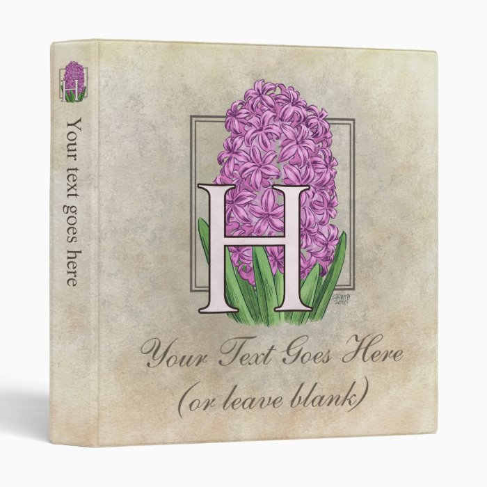 H for Hyacinth Flower Monogram Small Vinyl Binder