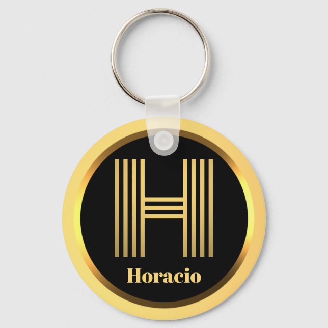 H Gold Monogrammed Letter Personalized Keychain (Front)