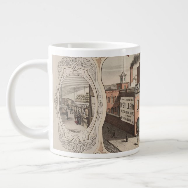 H.& H. Reiners Distillery Building In Brooklyn, Ny Giant Coffee Mug (Left)