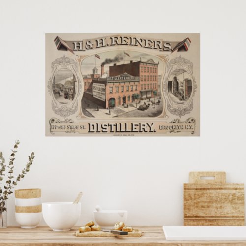 H H Reiners Distillery Building In Brooklyn Ny Poster