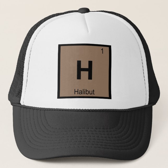 H - Halibut Fish Chemistry Periodic Table Symbol Trucker Hat (Front)