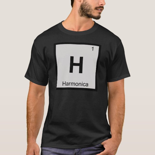 H - Harmonica Music Chemistry Periodic Table T-Shirt (Front)