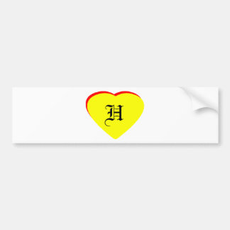 "H" Heart Yellow Red Wedding Invitation The MUSEUM Bumper Sticker