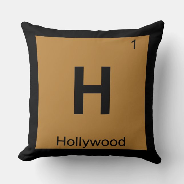H - Hollywood City Chemistry Periodic Table Symbol Throw Pillow (Front)