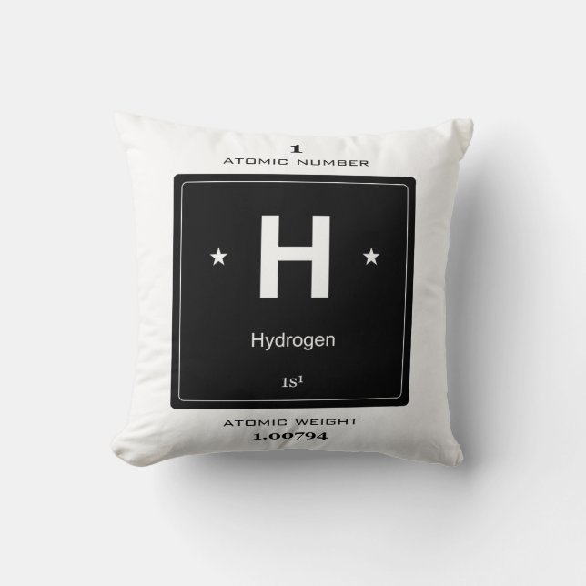 H, Hydrogen (Chemical Elements) Throw Pillow (Front)