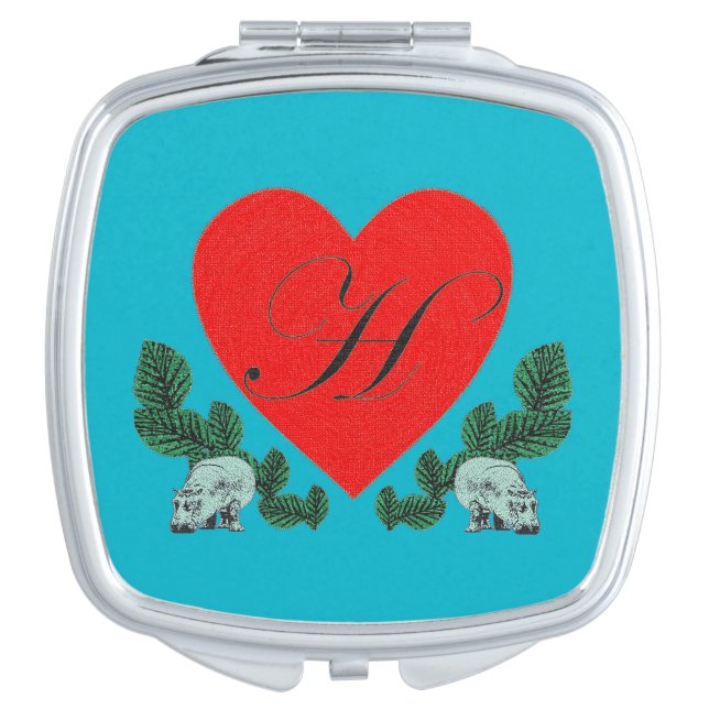 H in a heart mirror for makeup (Front)