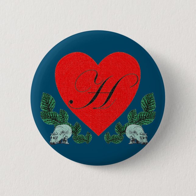 H in a heart pinback button (Front)