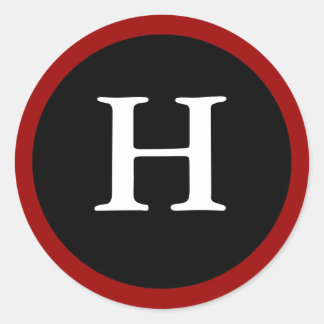 H : Initial H Letter H Red, White & Black Stickers