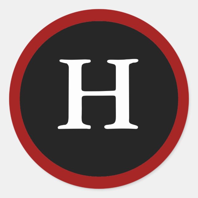 H : Initial H Letter H Red, White & Black Stickers (Front)