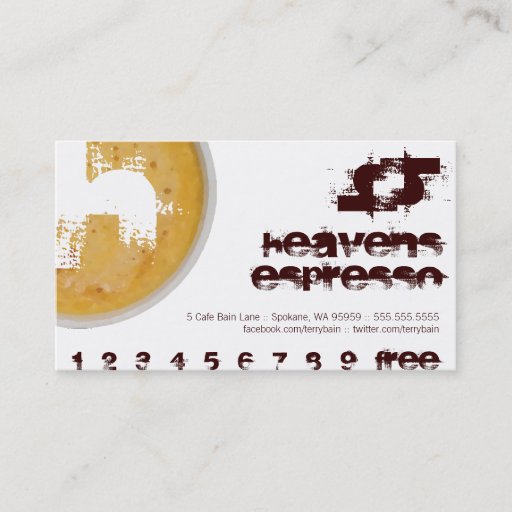 Customizable H - Initial Letter Foamy Coffee Cup Loyalty Punch Business Card Templates