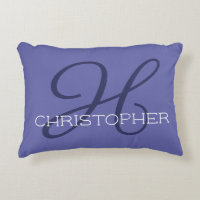 H Initial Personalized Name Trendy Periwinkle Blue