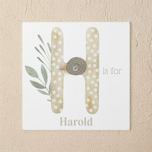 H is for Custom Name Animal Letter Art