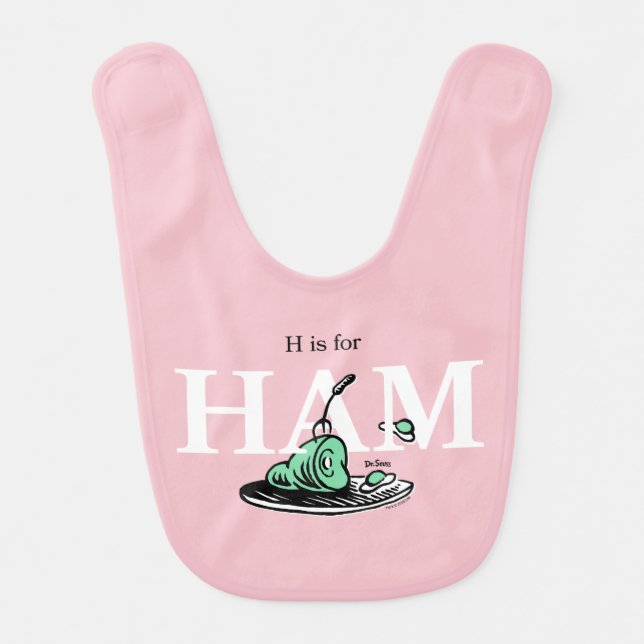 "H is for HAM" | Alphabet Design Baby Bib (Front)