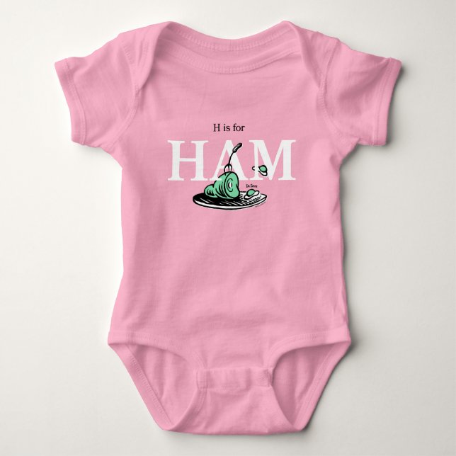 "H is for HAM" | Alphabet Design Baby Bodysuit (Front)
