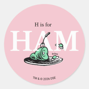 "H is for HAM" Alphabet Design Classic Round Sticker