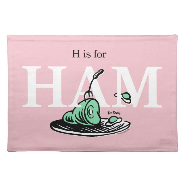 "H is for HAM" | Alphabet Design Cloth Placemat (Front)