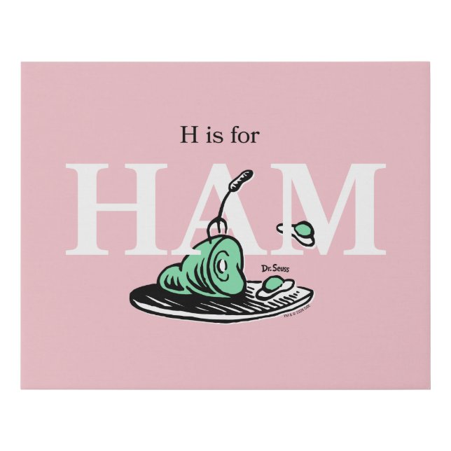 "H is for HAM" | Alphabet Design Faux Canvas Print (Front)
