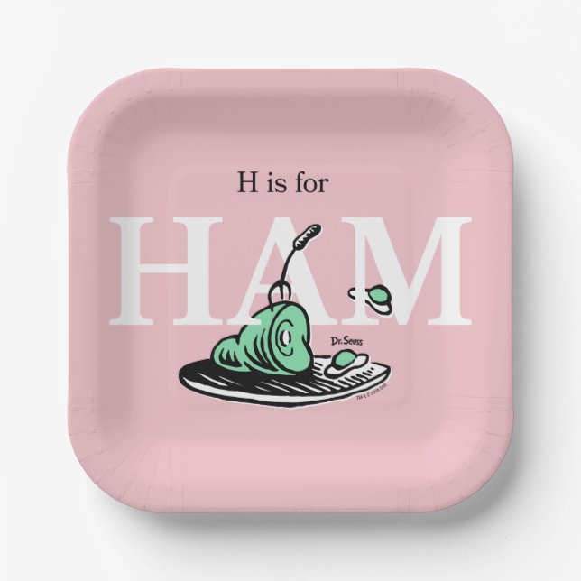 "H is for HAM" | Alphabet Design Paper Plates (Front)