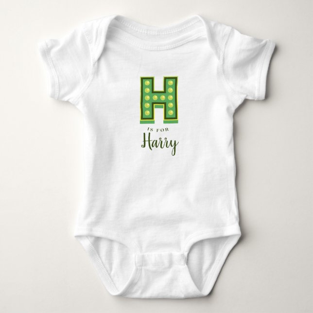 H is for Harry (or Custom H name) Hollywood Lights Baby Bodysuit (Front)