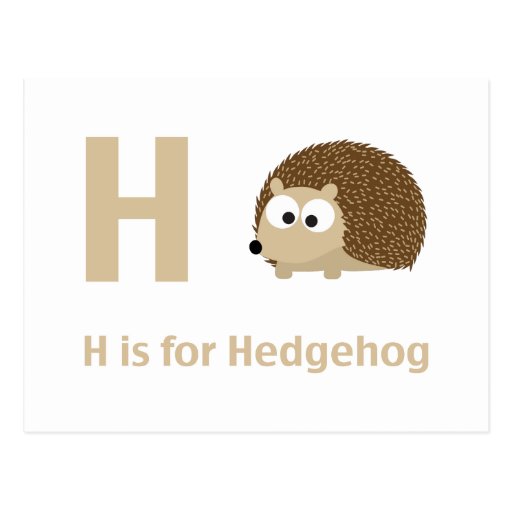 H is for Hedgehog Postcard | Zazzle