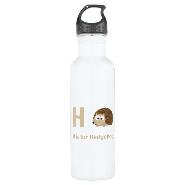 H is for Hedgehog Water Bottle (Front)