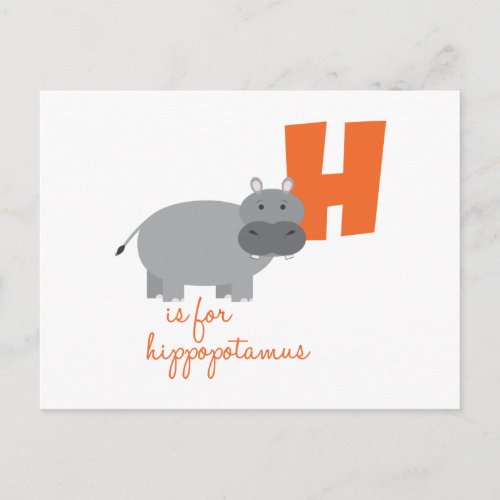 H Is For Hippopotamus Postcard