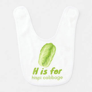 H is for HISPPI CABBAGE Green Veggie Alphabet Baby Bib