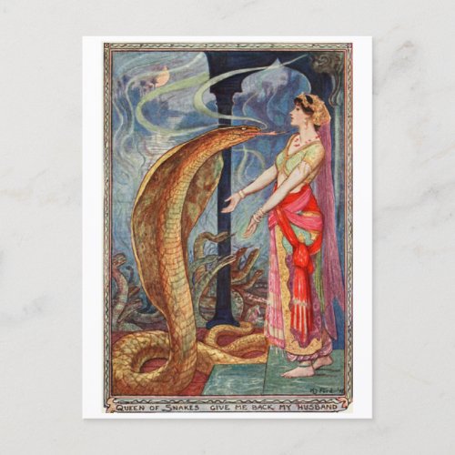 H J Ford Vintage Illustration Queen of Snakes  Postcard