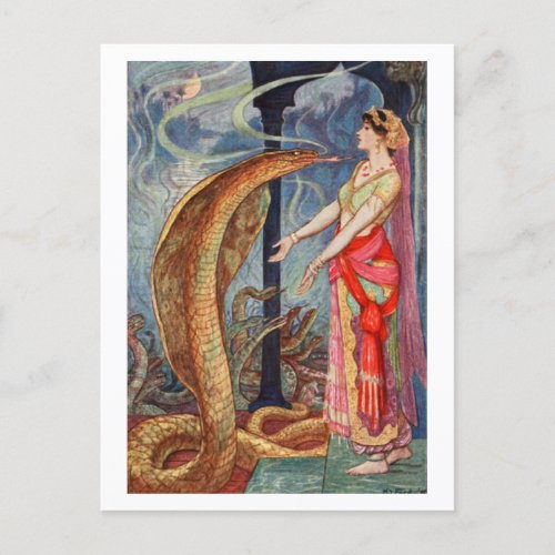 H J Ford Vintage Illustration Queen of Snakes   Postcard