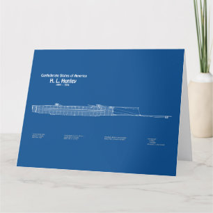 H. L. Hunley - Ship Blueprint Plans ABD Letterpress Thank You Card