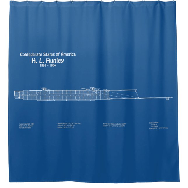 H. L. Hunley - Ship Blueprint Plans ABD Shower Curtain (Front)