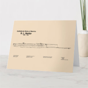 H. L. Hunley - Ship Blueprint Plans SD Letterpress Thank You Card