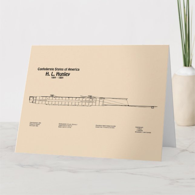 H. L. Hunley - Ship Blueprint Plans SD Thank You Card (Front)