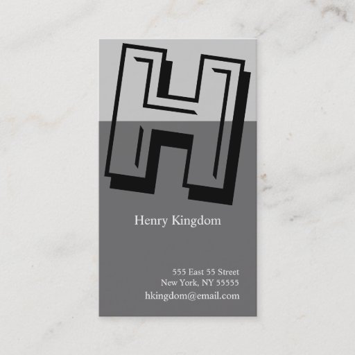 Customizable H Letter Alphabet Business Card Grey