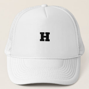 H Letter Custom Monogram White Color Initial Trucker Hat