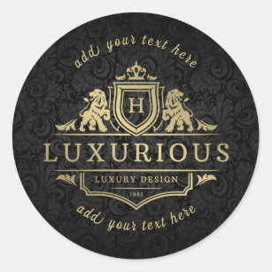 H - Luxurious Design Classic Round Sticker