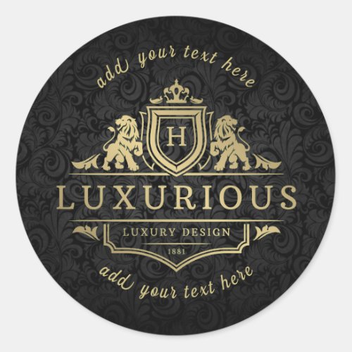 H _ Luxurious Design Classic Round Sticker