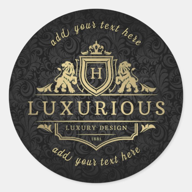 H - Luxurious Design Classic Round Sticker (Front)