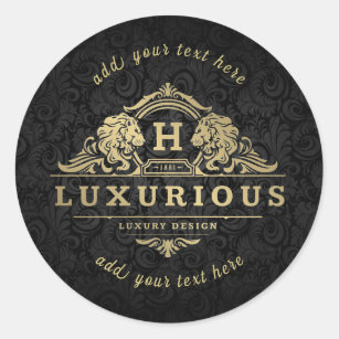 H - Luxurious Design Classic Round Sticker