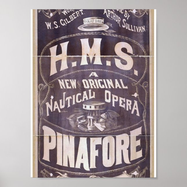 H.M.S. Pinafore, 'Nautical Opera' Retro Theater Poster (Front)