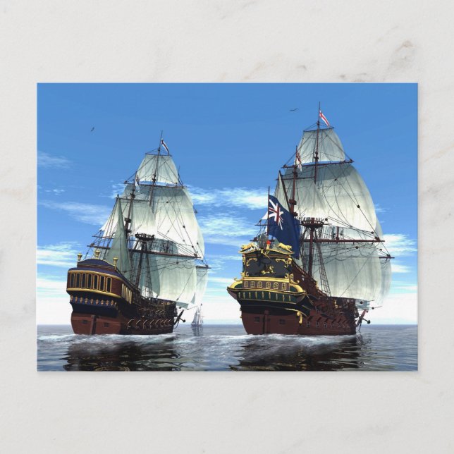 H M S Prince William and Escort Postcard (Front)